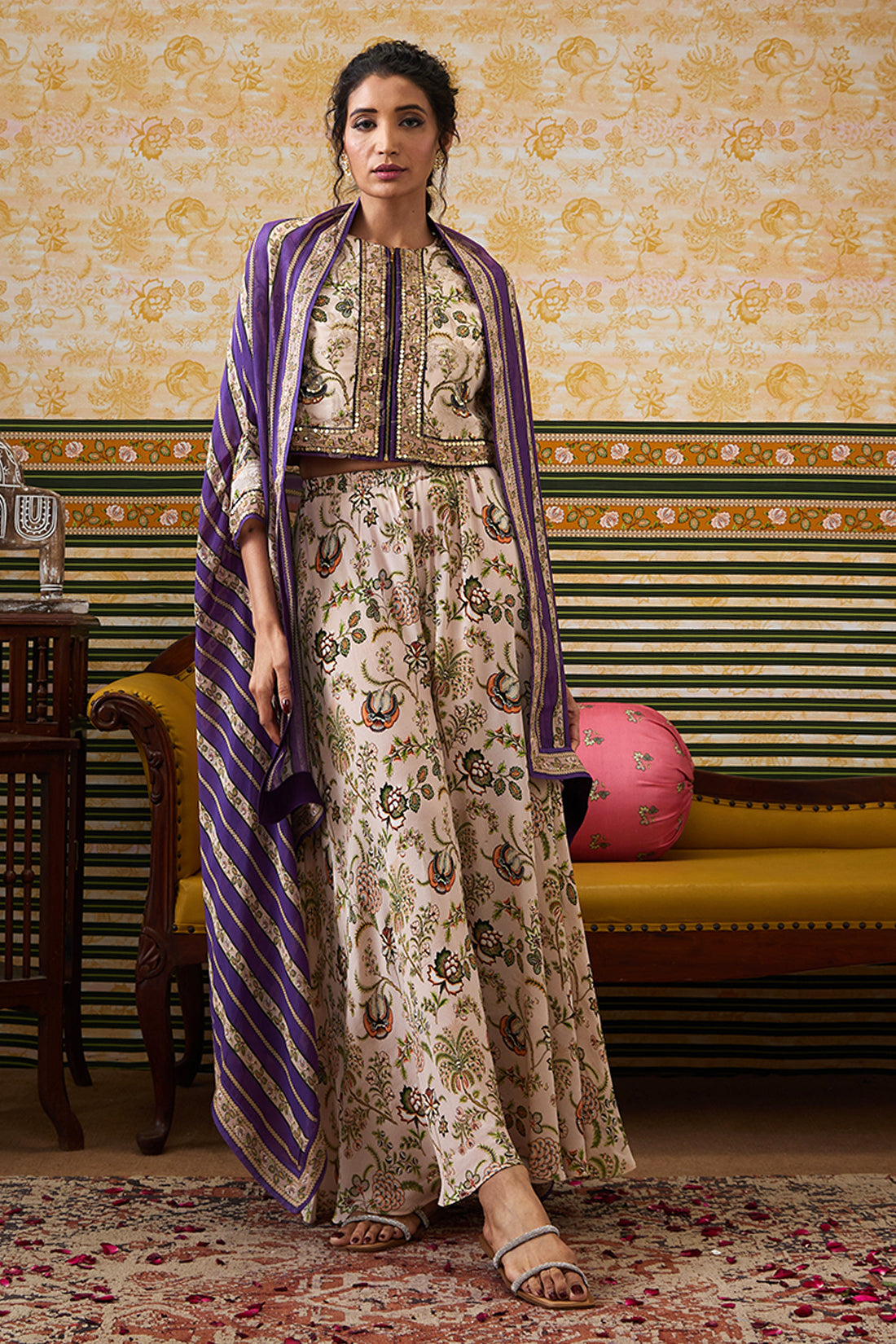 Image of Mehr Printed Co-Ord Set With Cape