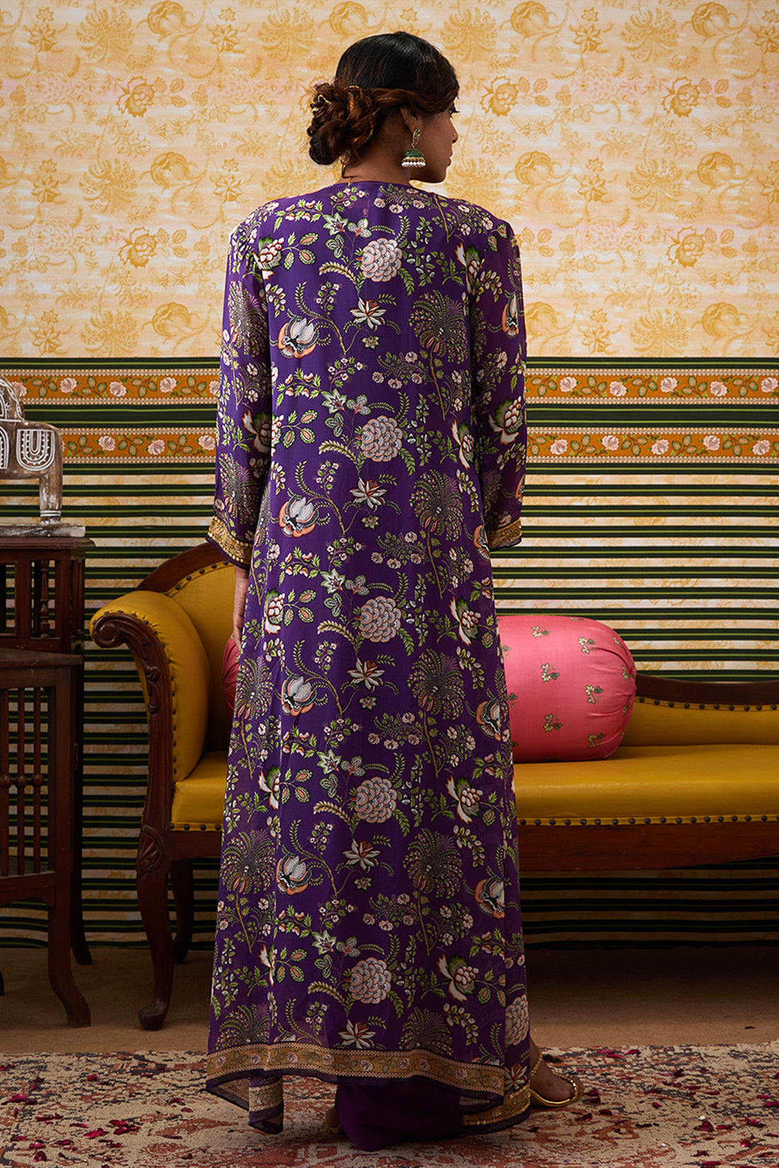 Image of Mehr Printed Drape Dress With Jacket