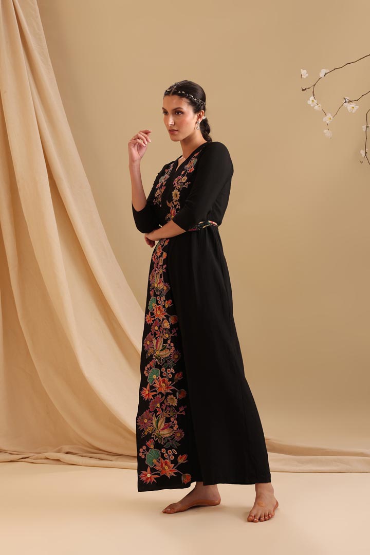 Image of Aarani Applique Overlap Jumpsuit With Belt