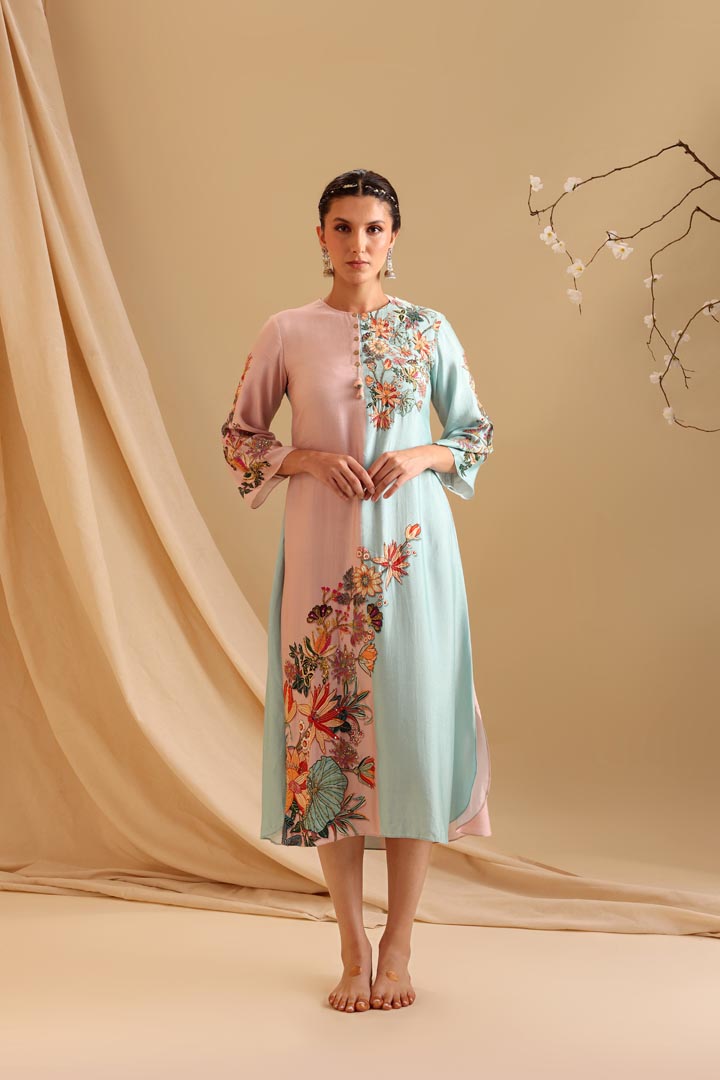 Image of Aarani embellished colourblock dress