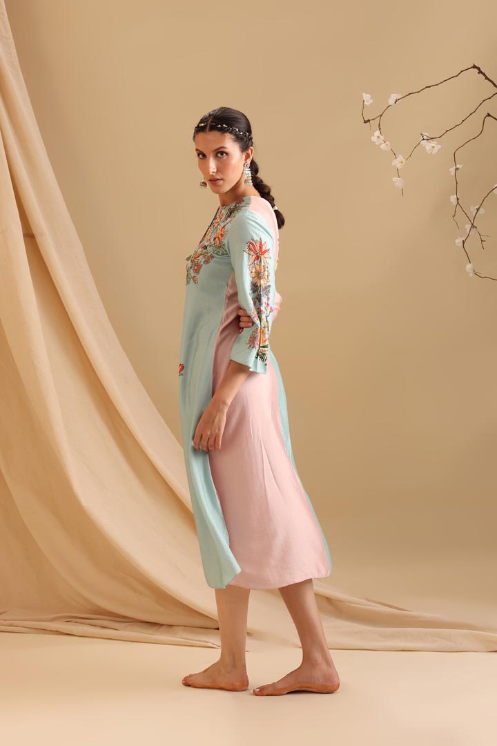 Image of Aarani embellished colourblock dress