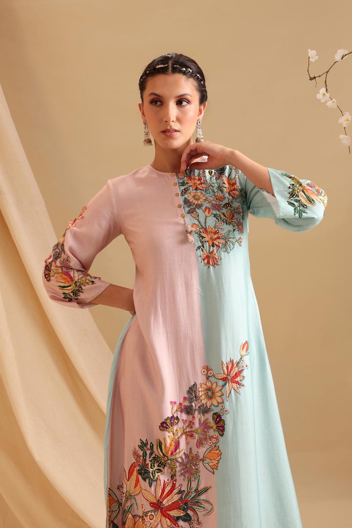 Image of Aarani embellished colourblock dress