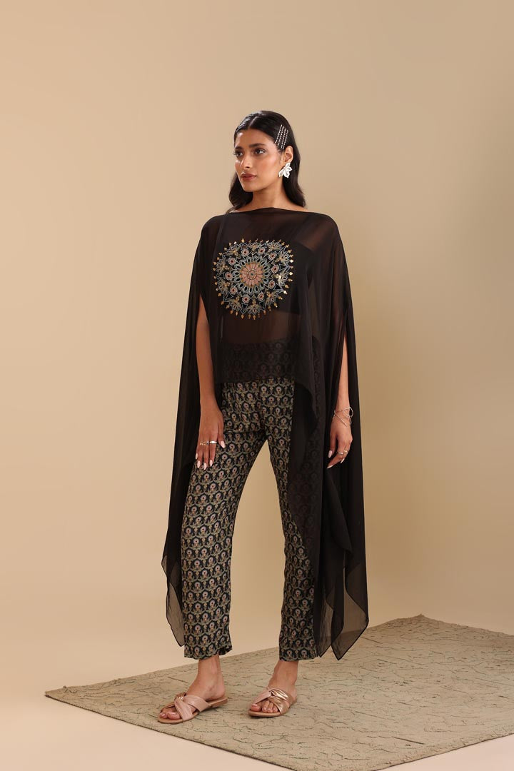 Image of Eraya Printed Jumpsuit with cape