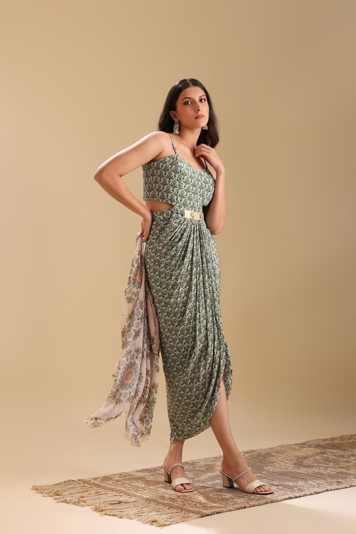 Image of Eraya embellished Drape dress set