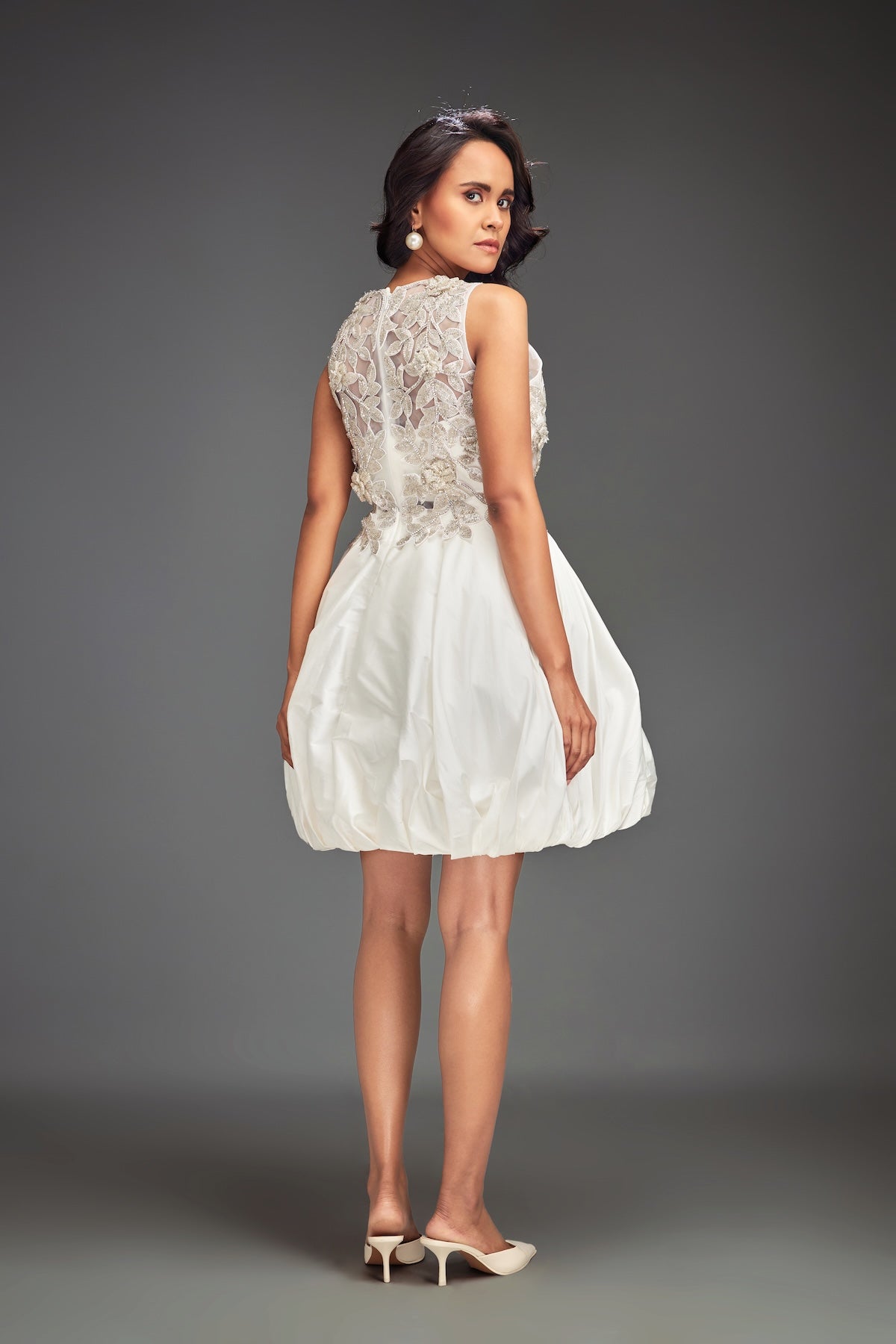 Beaded Floral Dress with Voluminous Bottom