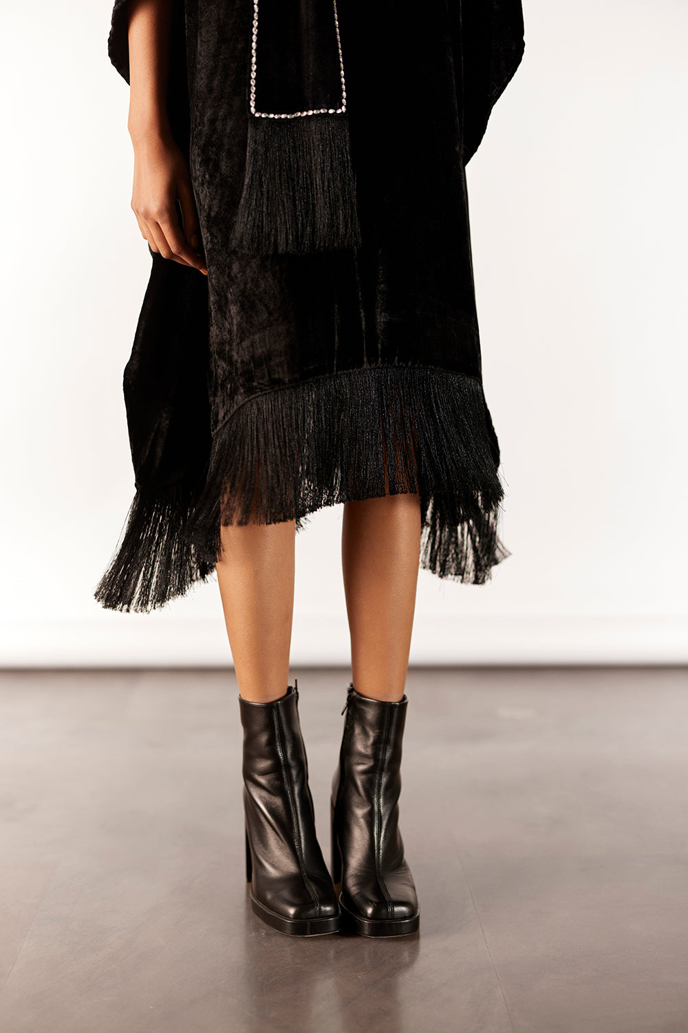 Miller Velvet Kimono With Fringe