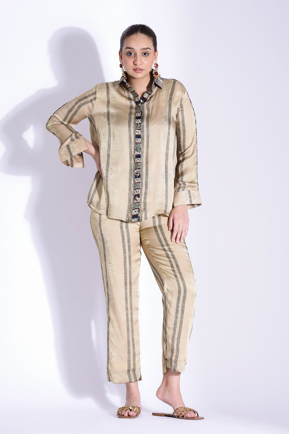 Relaxed Fit Shirt And Tapered Pants - Auraya Fashion - Studio Surbhi - #tag1# - #tag2# - #tag3# - #tag3#