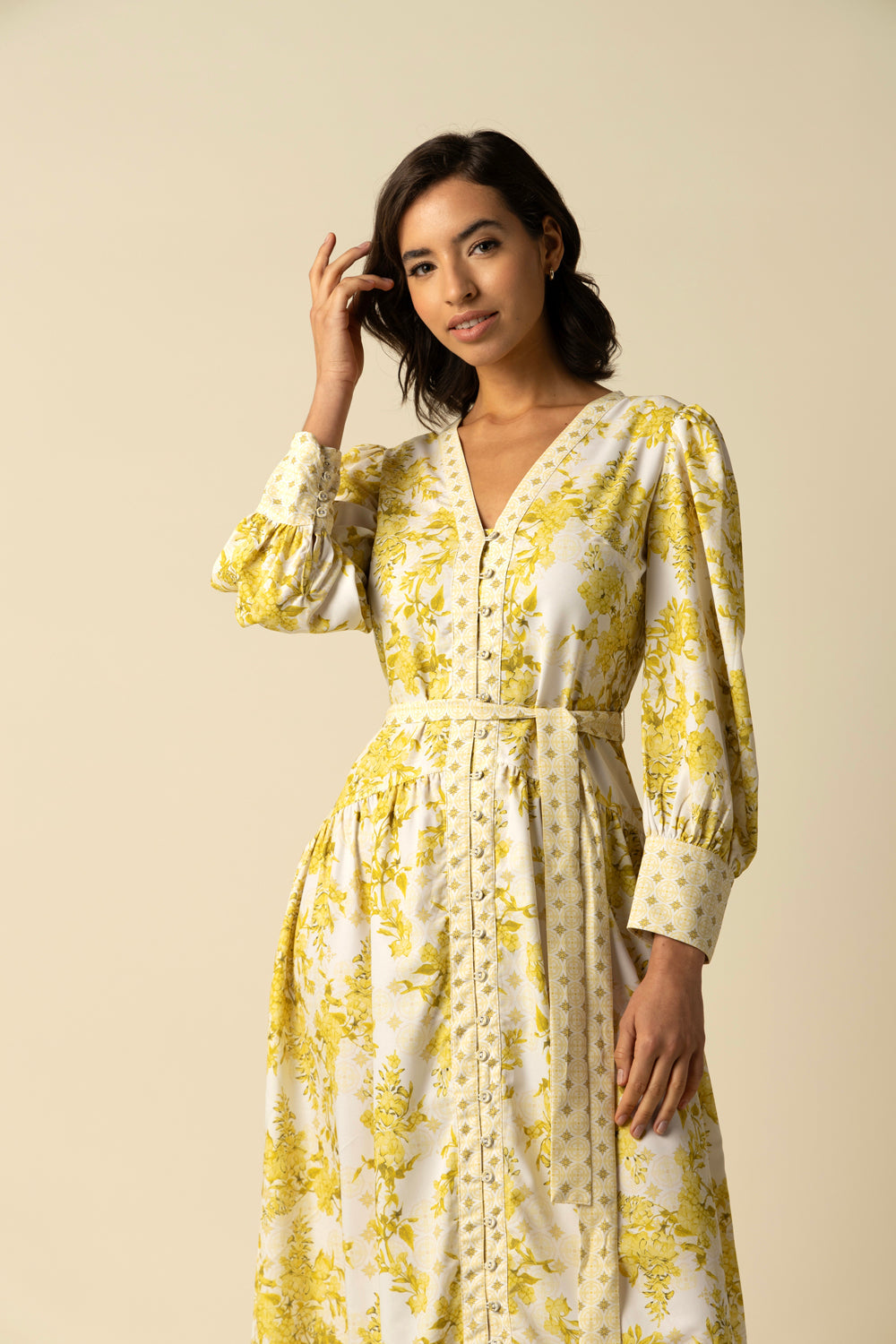 Aaliyah Yellow Cotton Dress - Auraya Fashion 