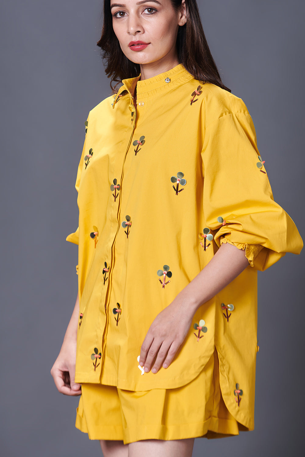 Yellow Hand Embroidered Shirt