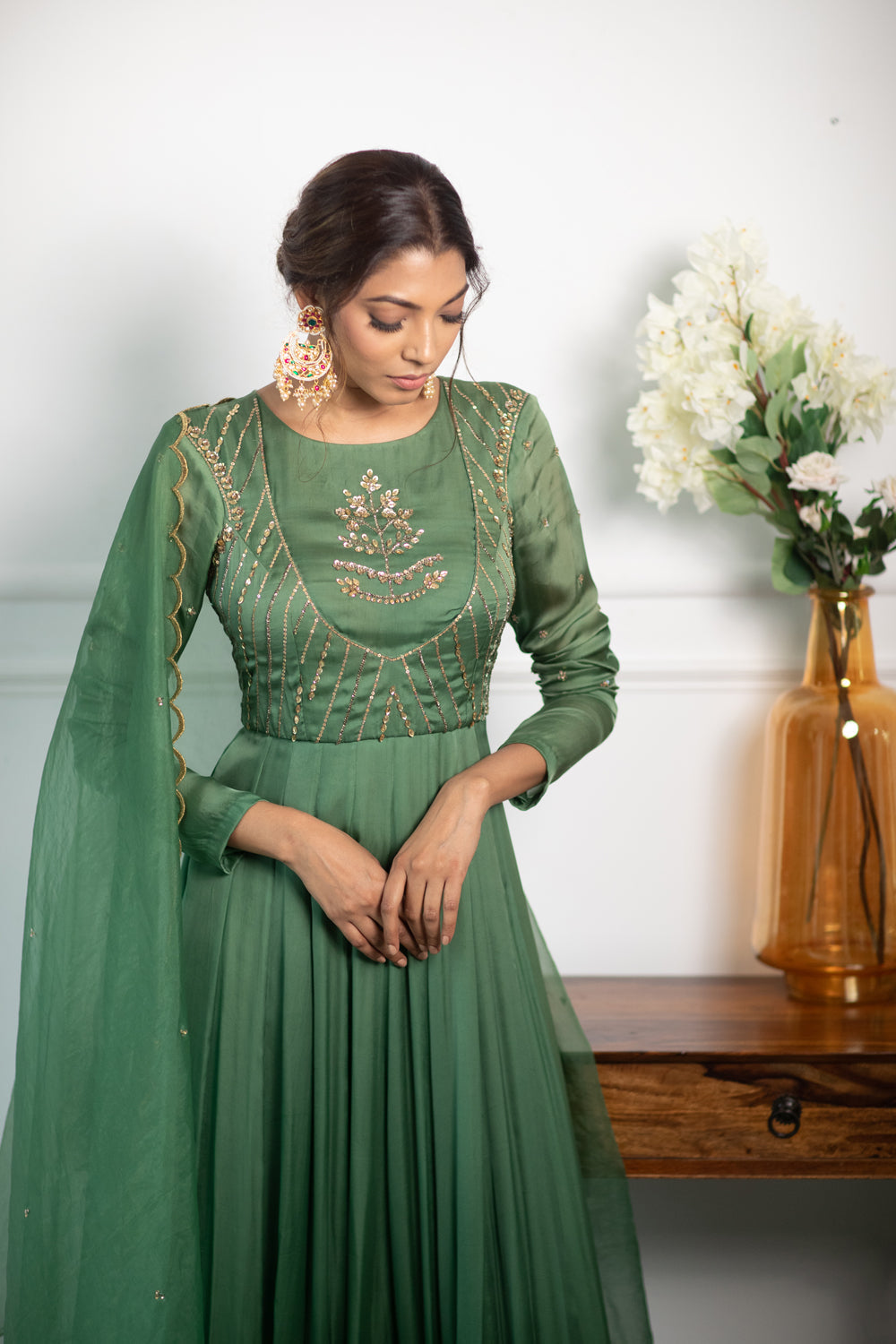 Fresh Green Anarkali - Auraya Fashion -  - #tag1# - #tag2# - #tag3# - #tag3#