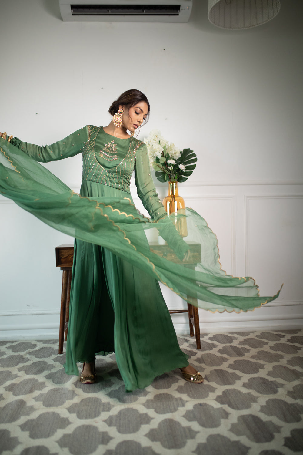 Fresh Green Anarkali - Auraya Fashion -  - #tag1# - #tag2# - #tag3# - #tag3#