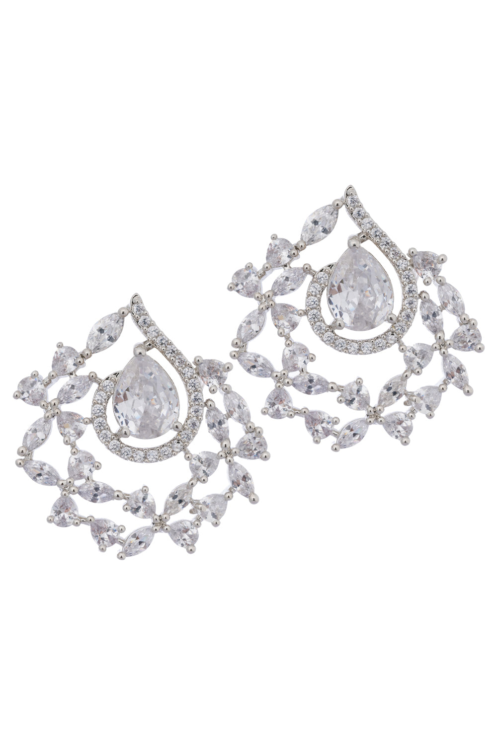 Flower Loop American Diamond Earrings