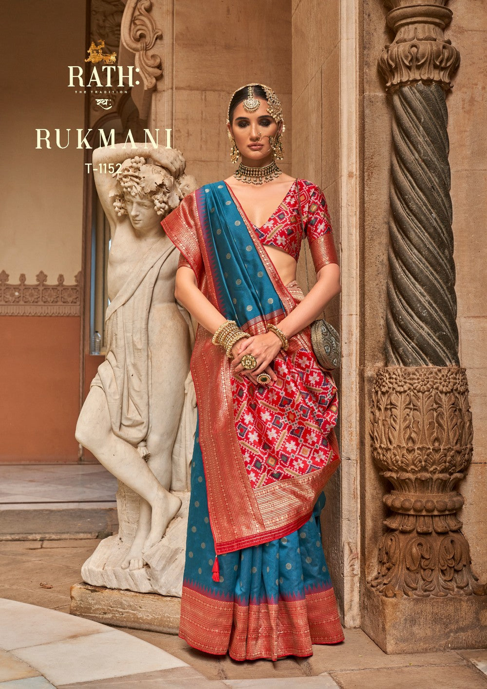 Multicoloured Soft silk Print Work Rukmani Banarasi Saree