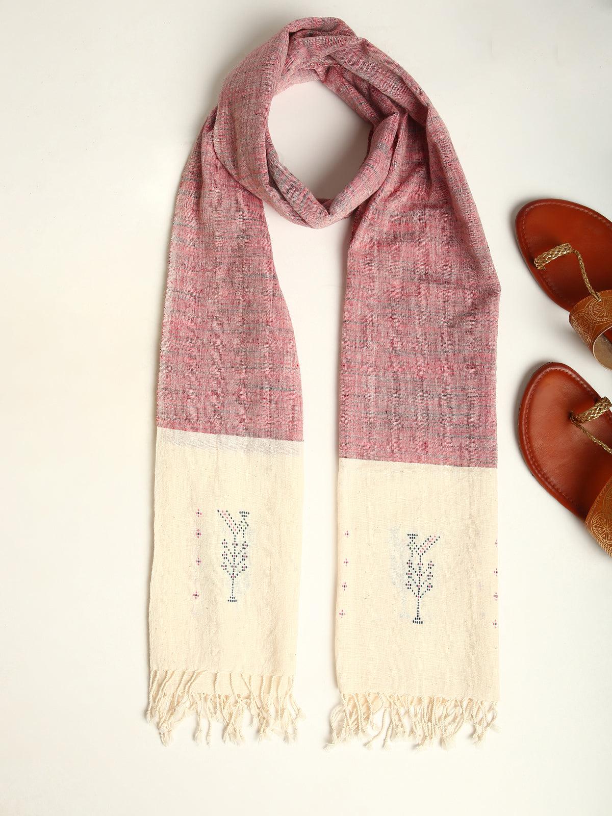 Dusty Pink Handwoven Organic Kala Cotton Stole - trueBrowns