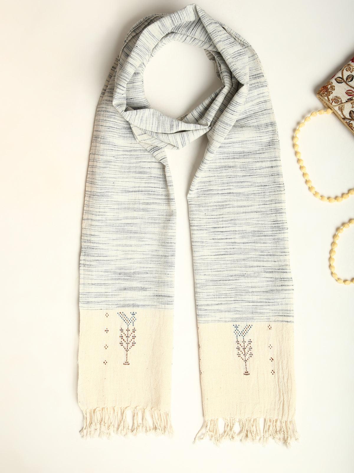 Blue Handwoven Organic Kala Cotton Stole - trueBrowns