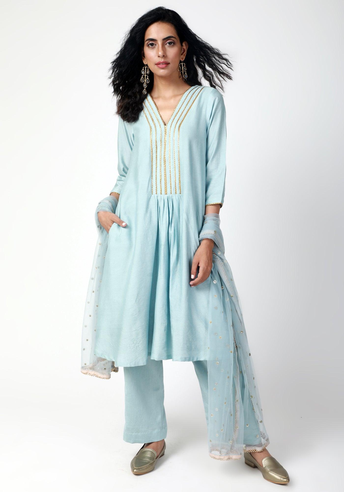 Blue Gota Kurta - trueBrowns