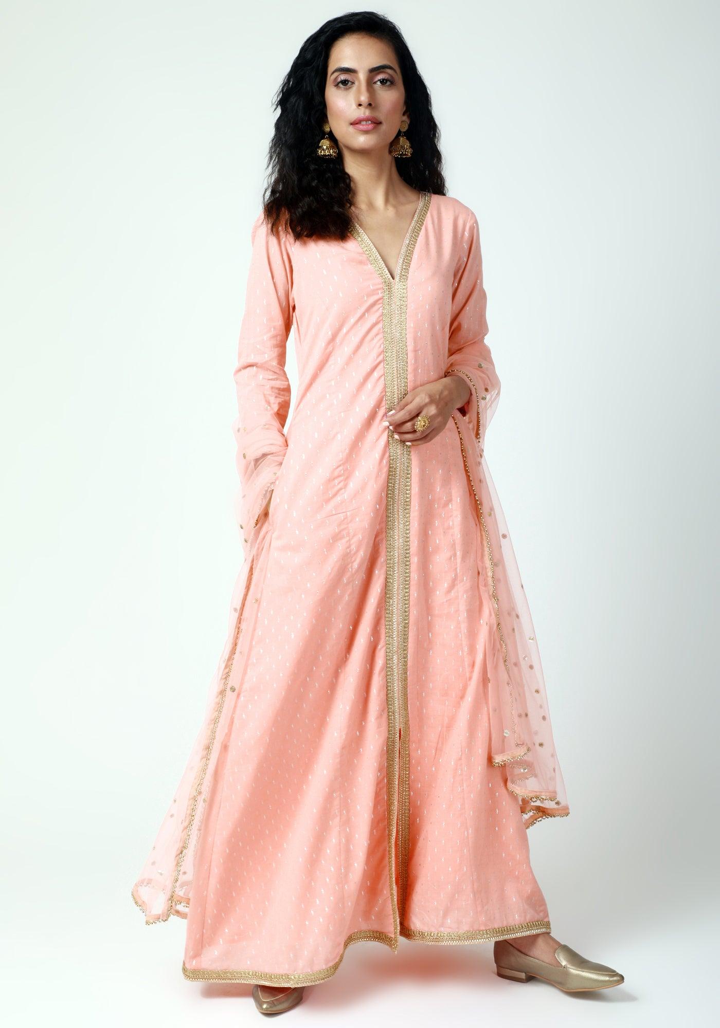 Peach Lace Kurta-Pant-Dupatta - trueBrowns