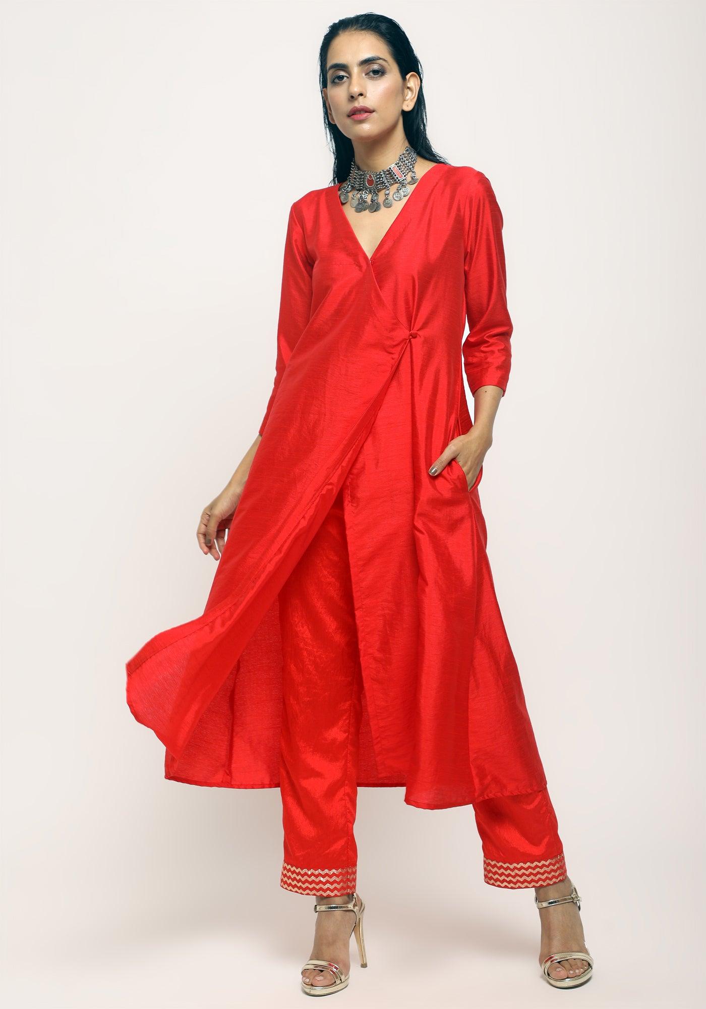 Orange Angrakha Foil Pant - trueBrowns