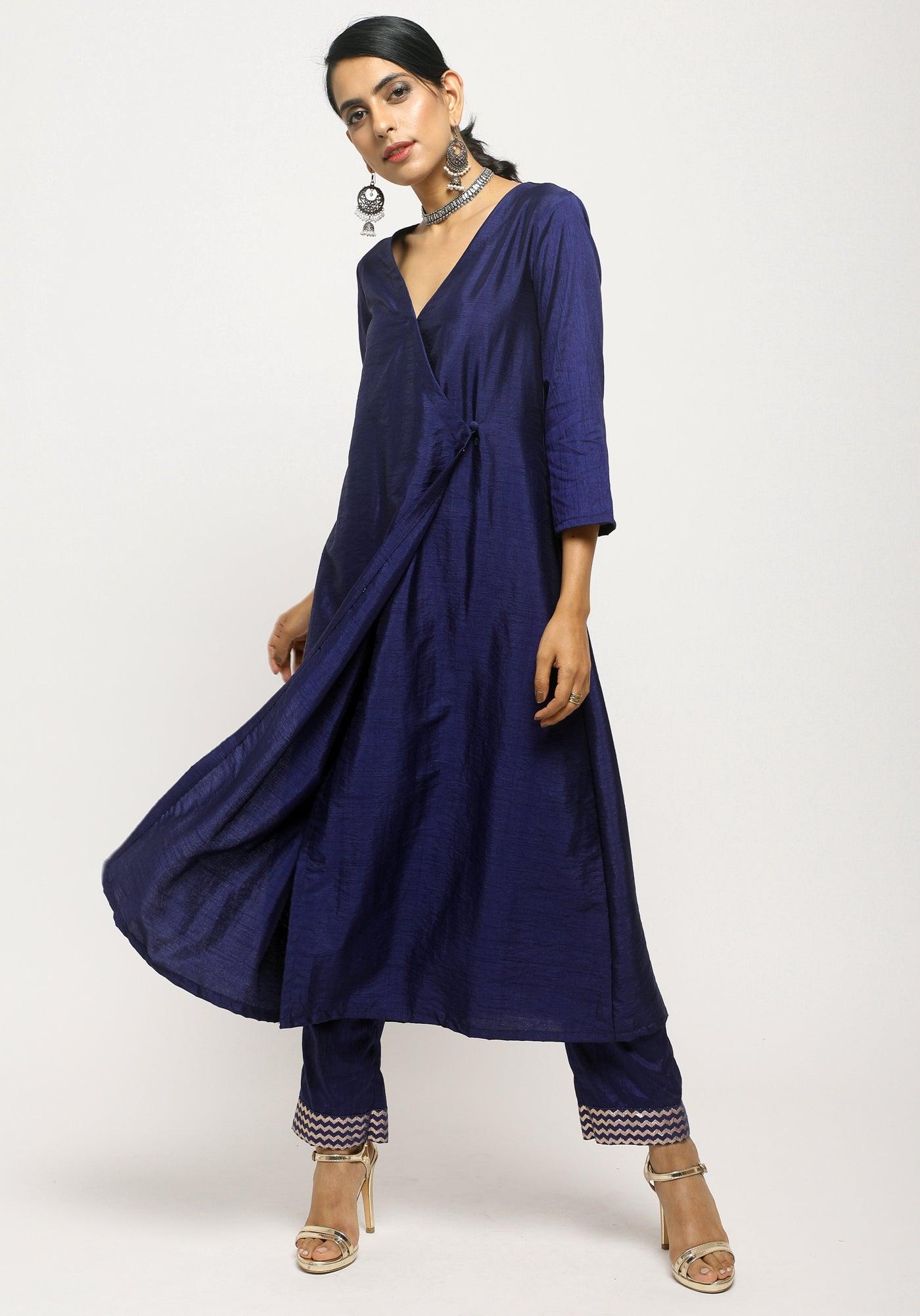 Blue Angrakha Foil Pant - trueBrowns