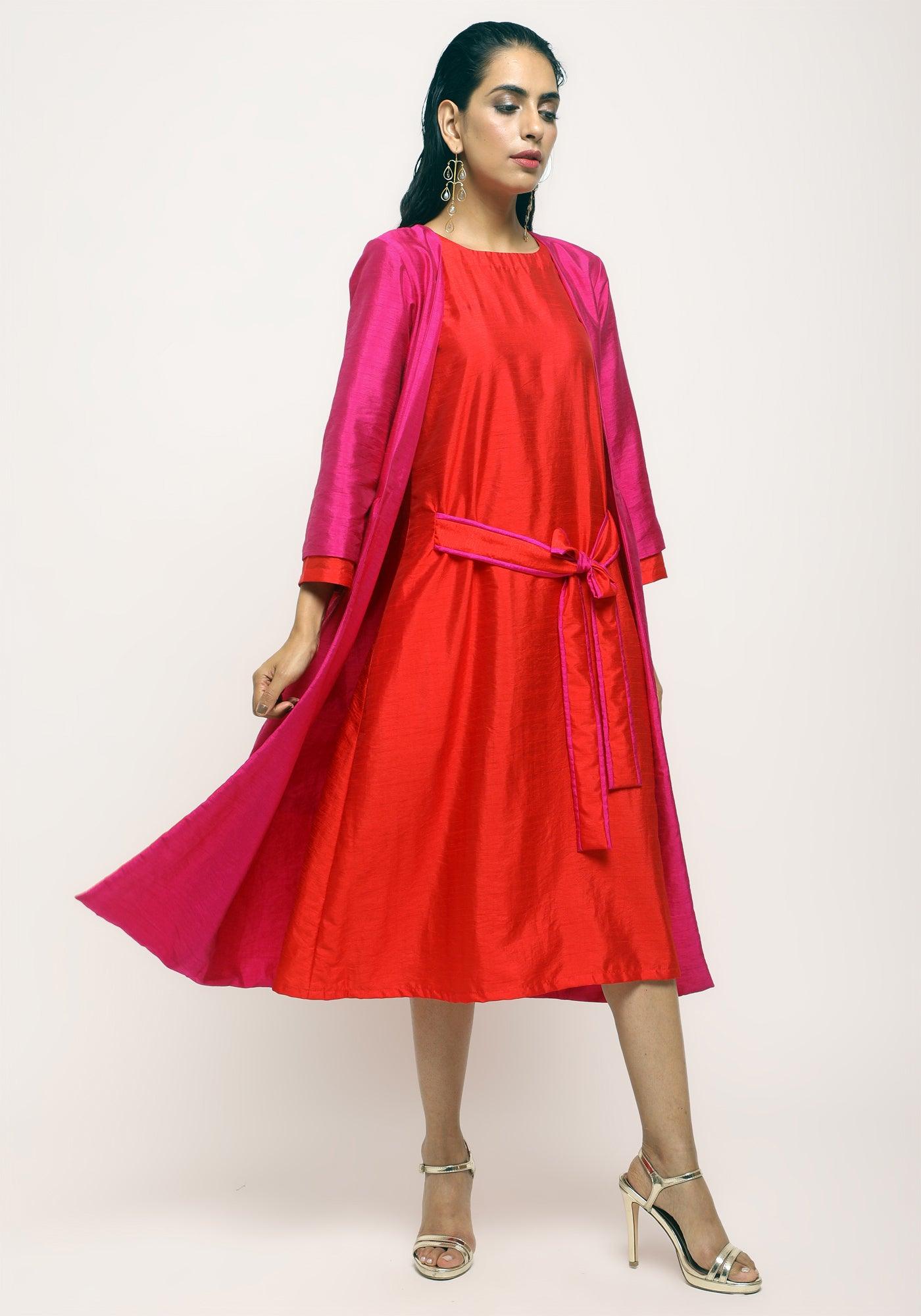 Pink Orange Jacket Dress Set - trueBrowns