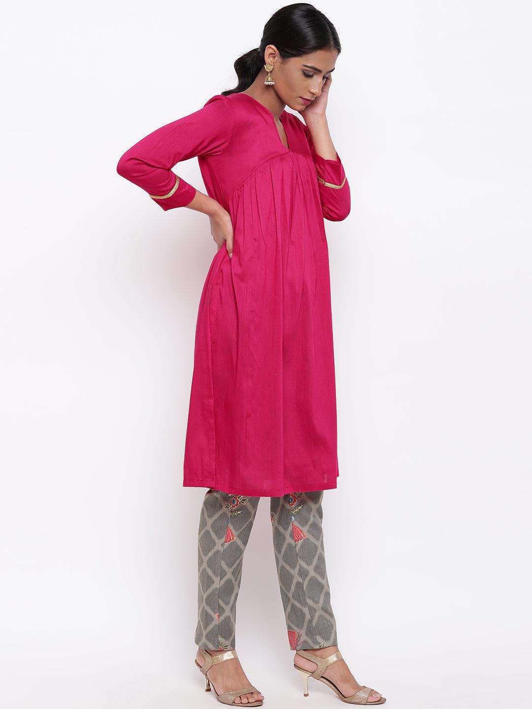 Pink Kurta Grid Foil Pant - trueBrowns