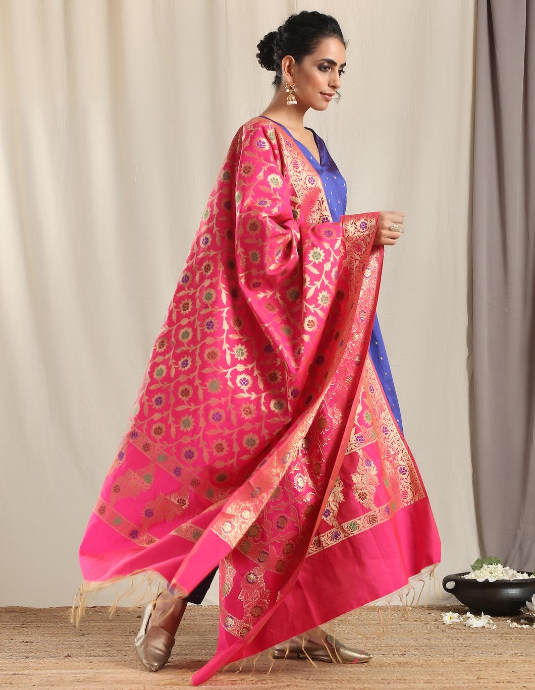 Pink Brocade Dupatta - trueBrowns