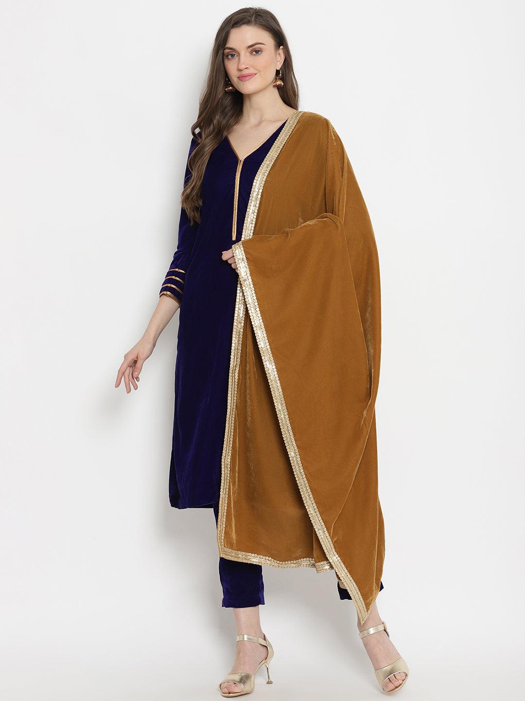 Brown Velvet Shawl - trueBrowns
