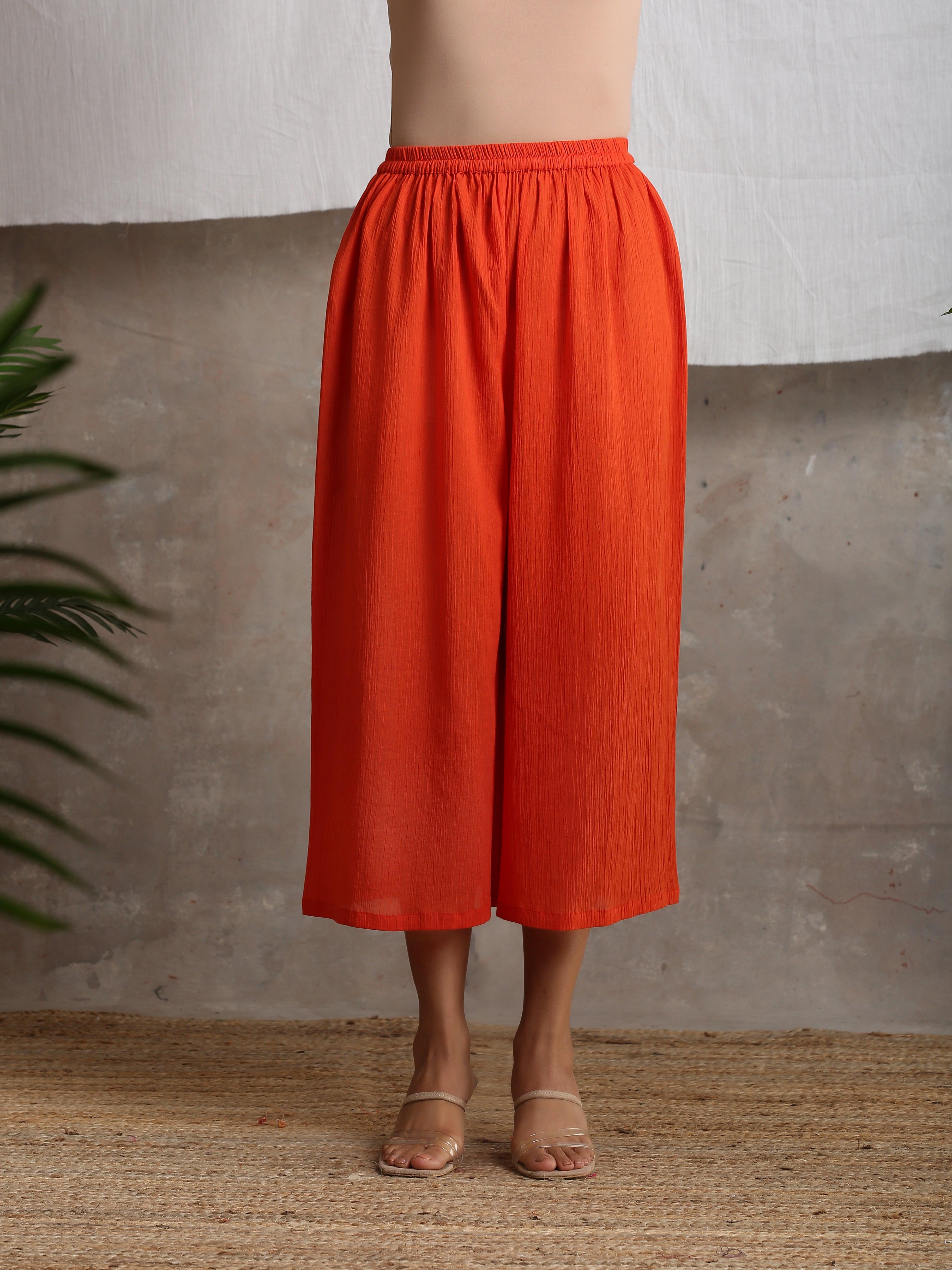 Crinkle Orange Palazzo - trueBrowns