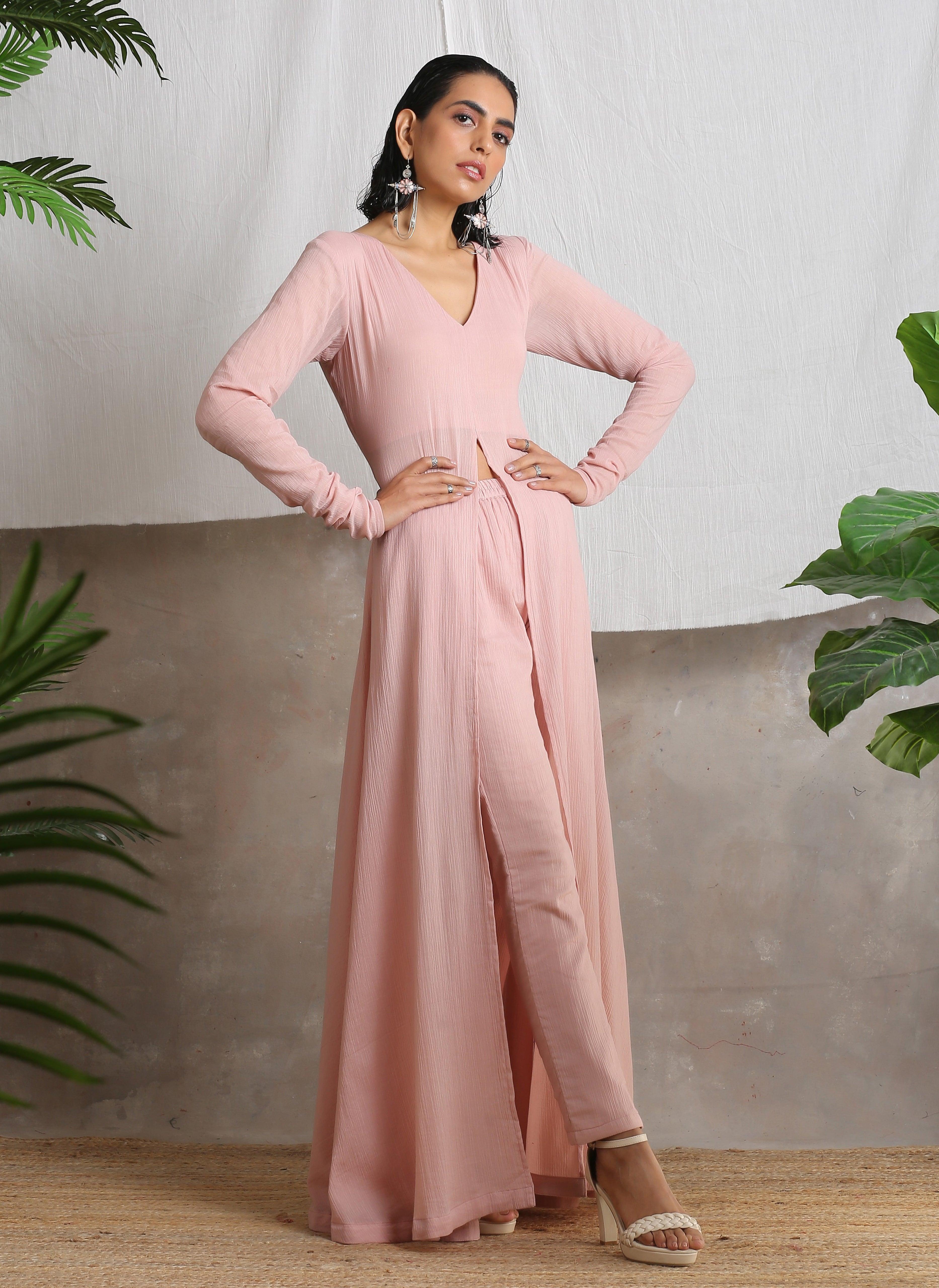 Rose Pink Crinkled Kurta - trueBrowns