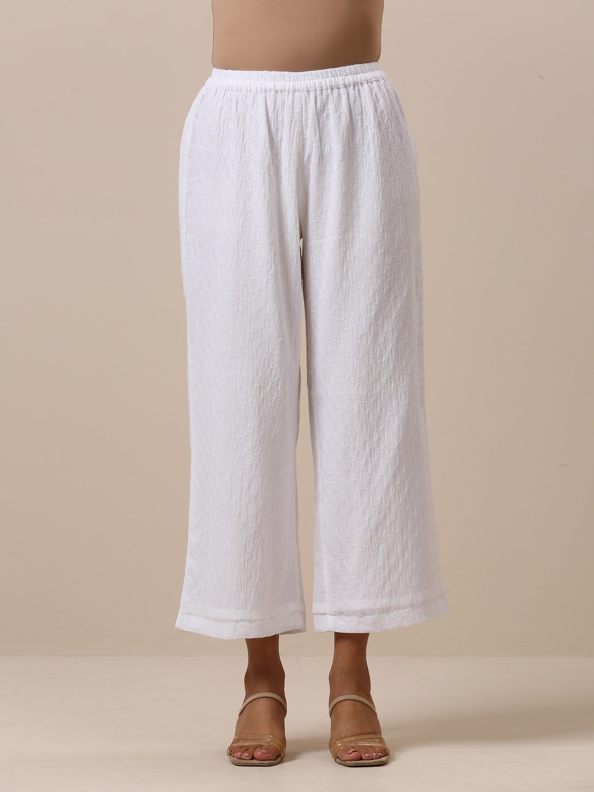 Cotton White Weave Pant - trueBrowns