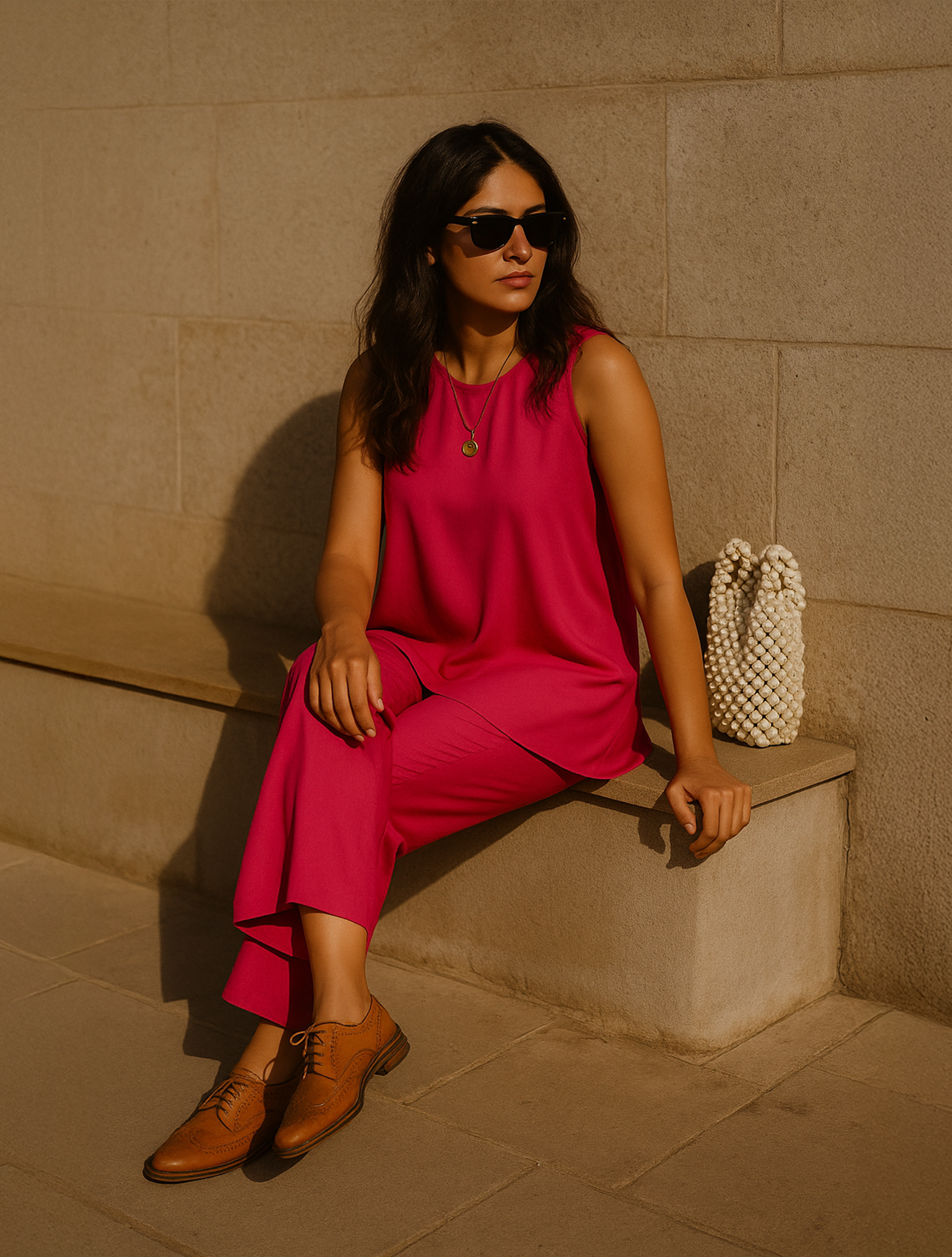 trueBrowns Pink Viscose Co-ord Set