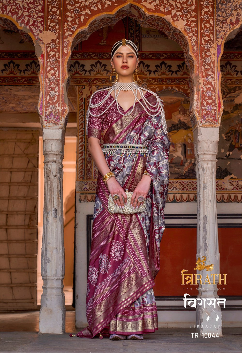 Multicoloured Soft silk Print Work Veegmal saree