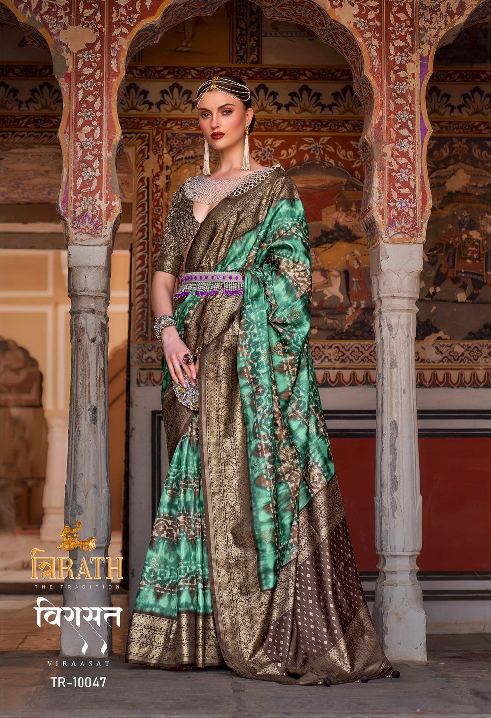 Sky Blue Soft silk Print Work Veegmal saree