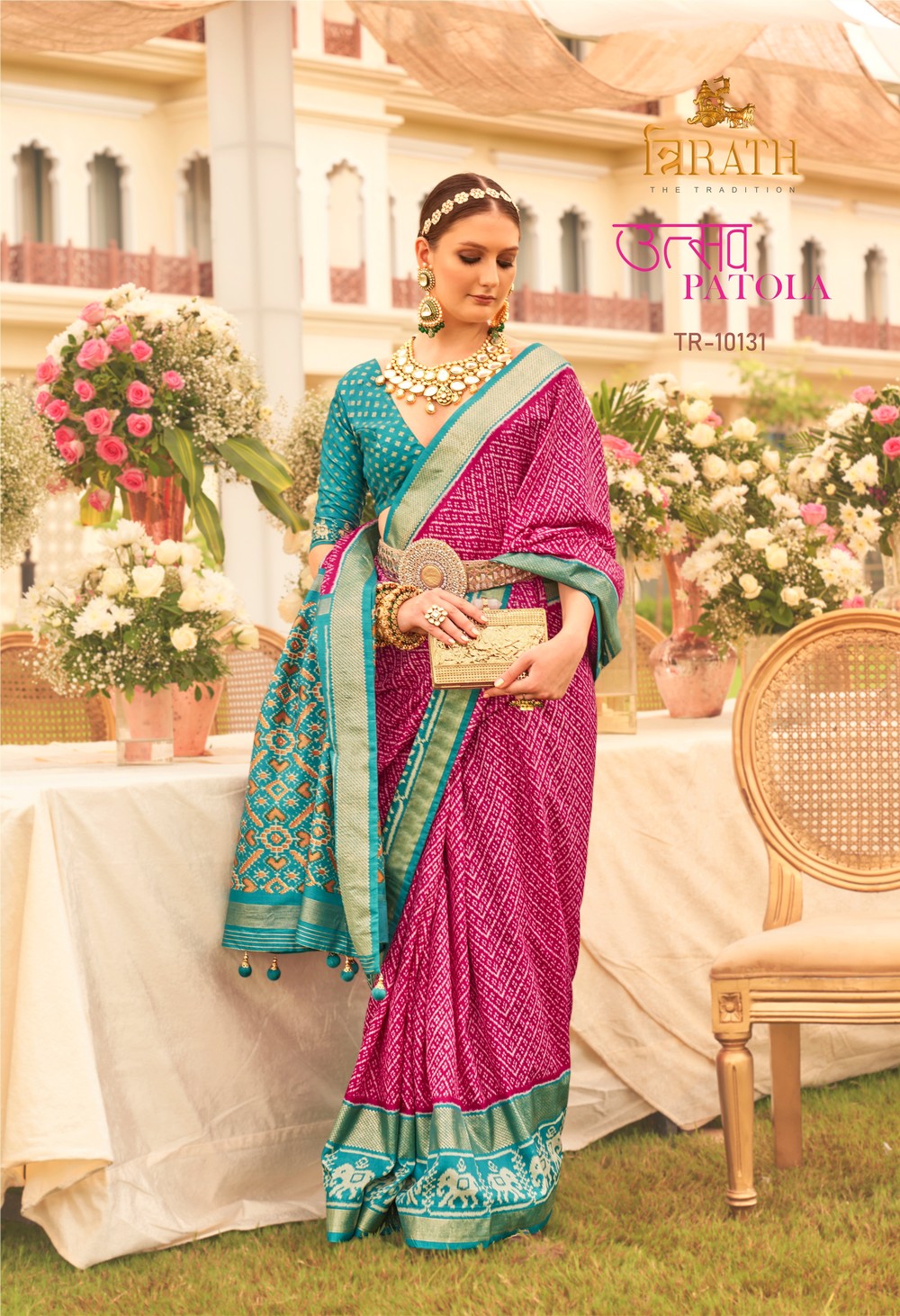 Dark Pink  Soft silk Print Work Utsav Patola saree