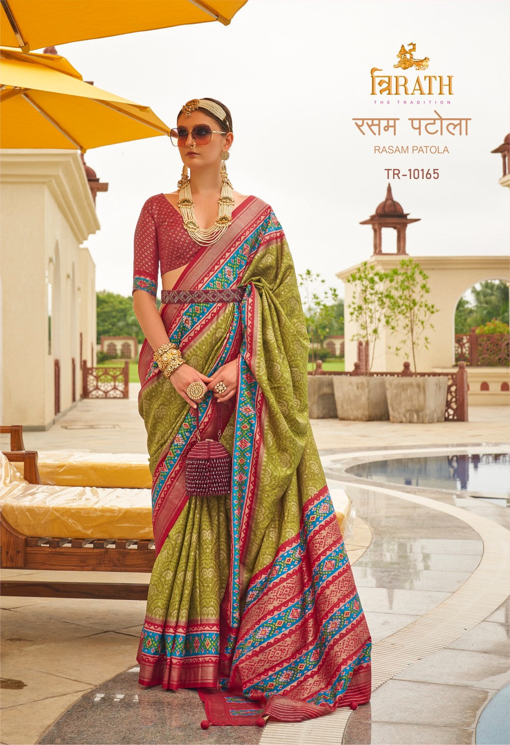 Multicoloured Soft silk Print Work Rasam patola saree