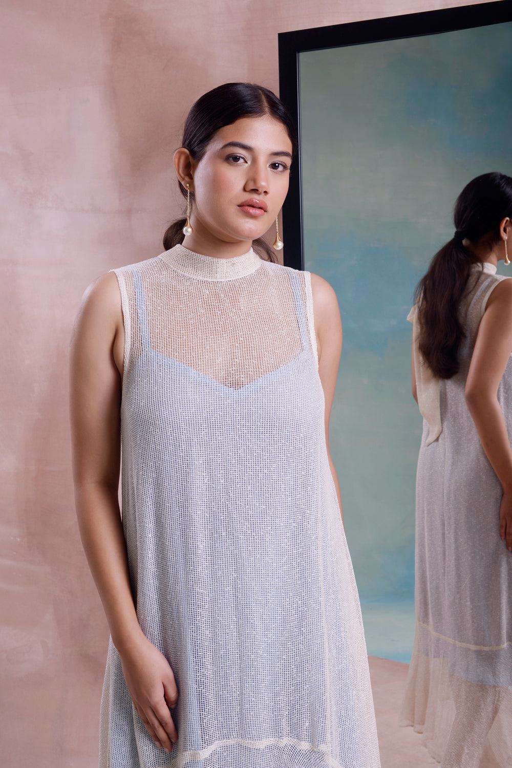 Cotton Mesh Dress