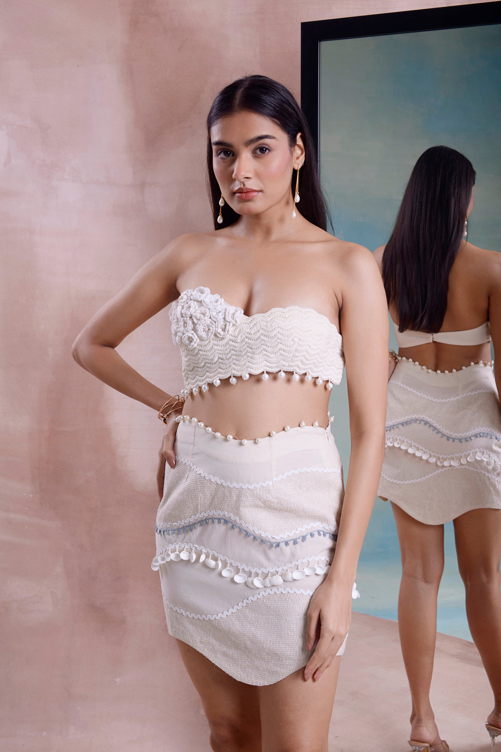 Wave Mini Skirt With Floret Bustier