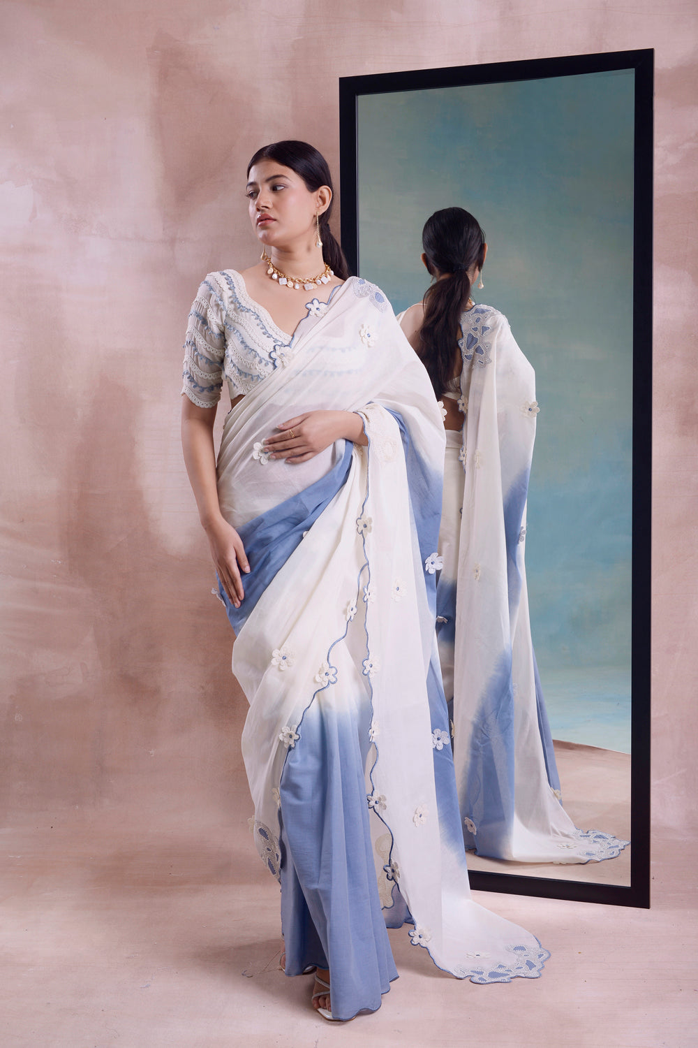 Scalloped Ombre Saree