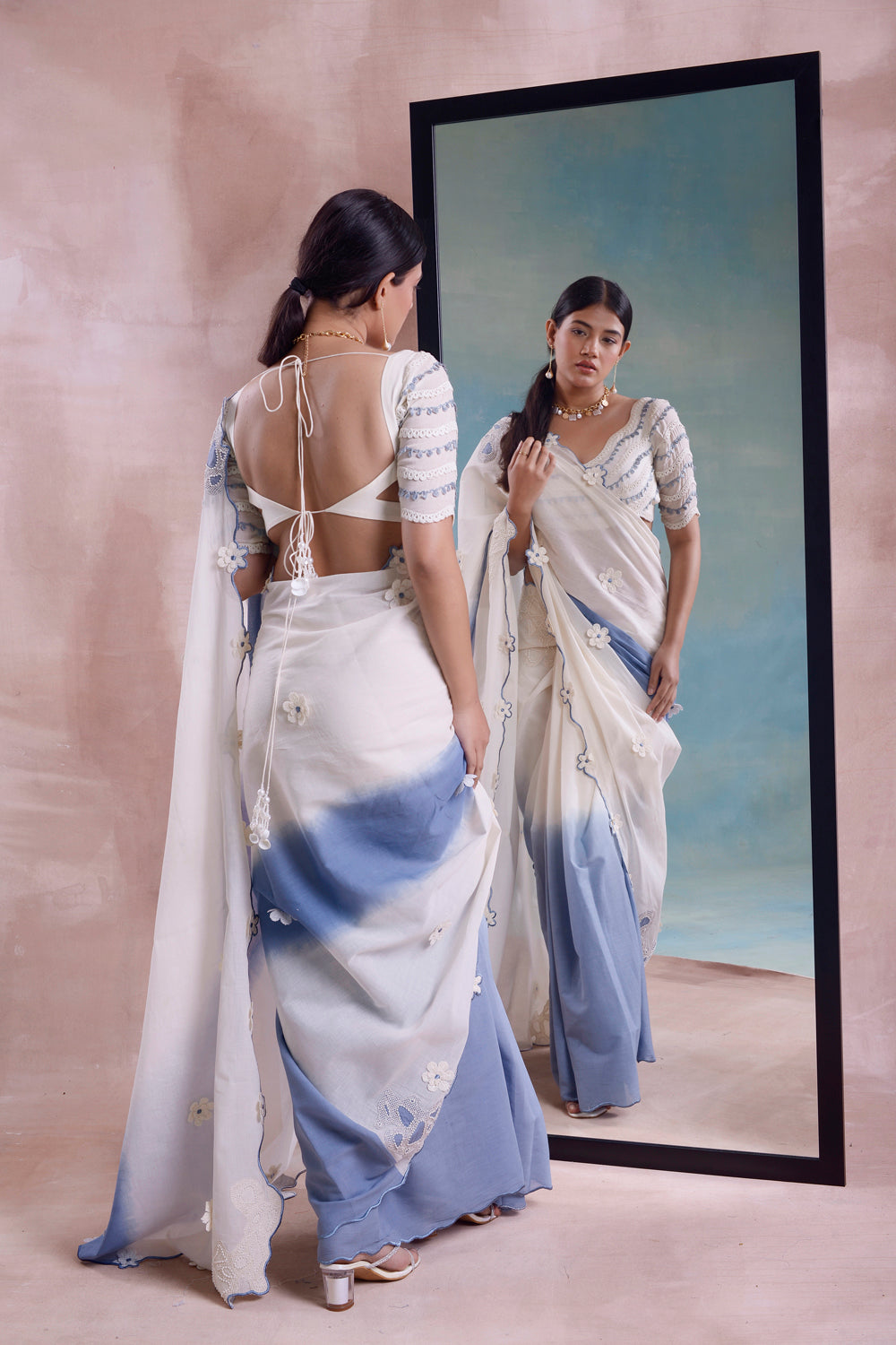 Scalloped Ombre Saree