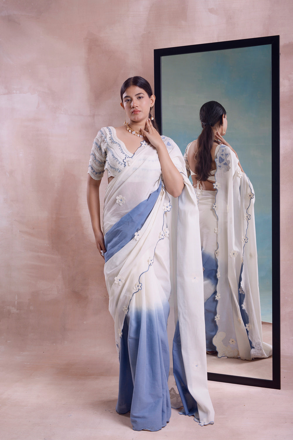 Scalloped Ombre Saree