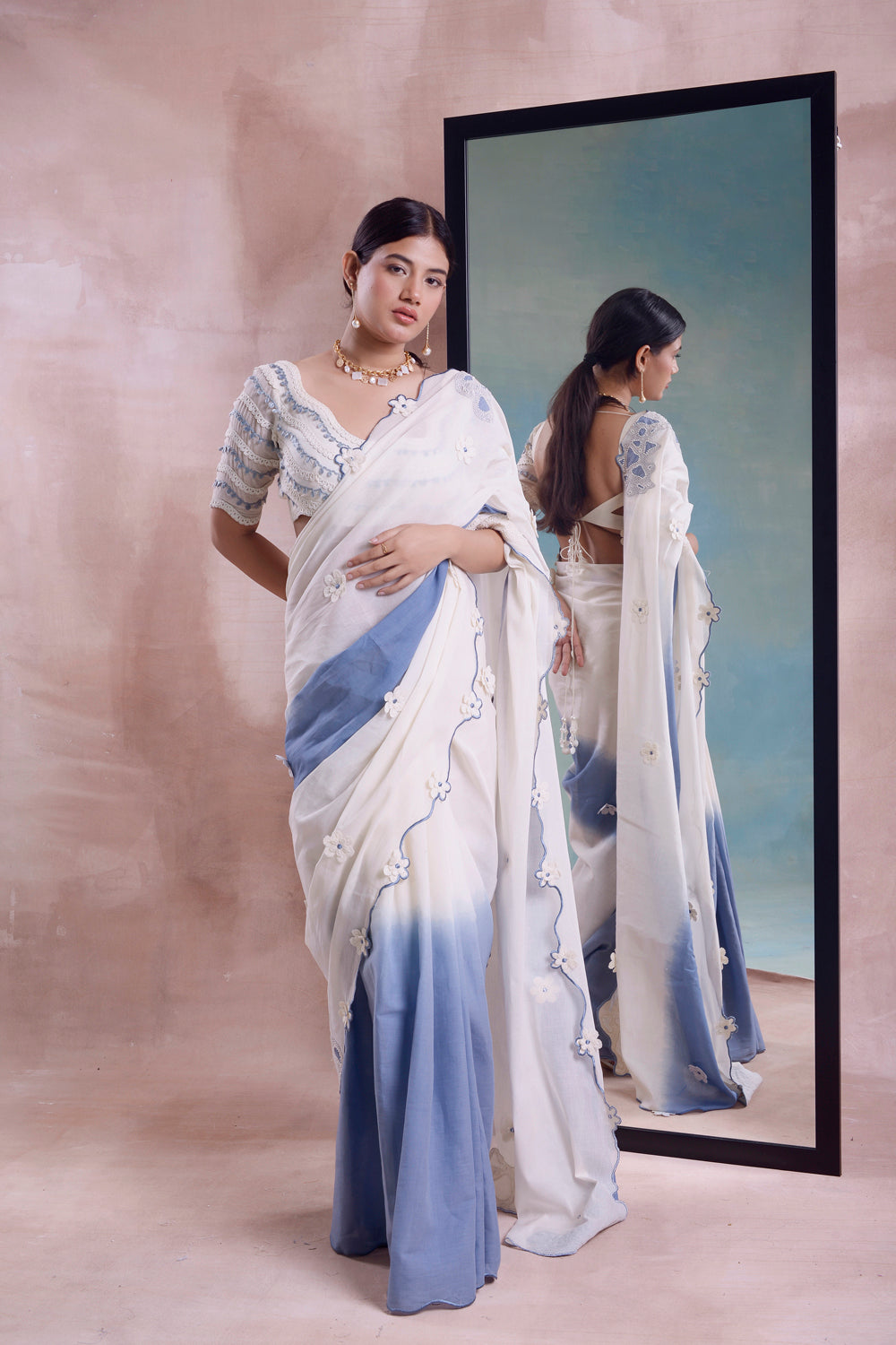 Scalloped Ombre Saree