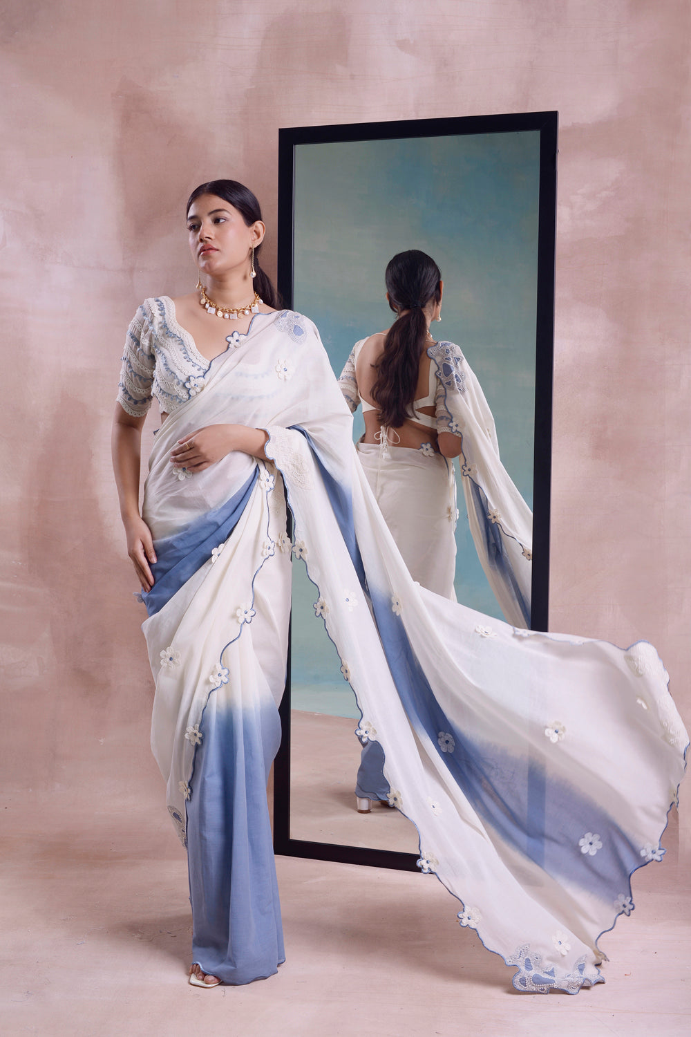 Scalloped Ombre Saree