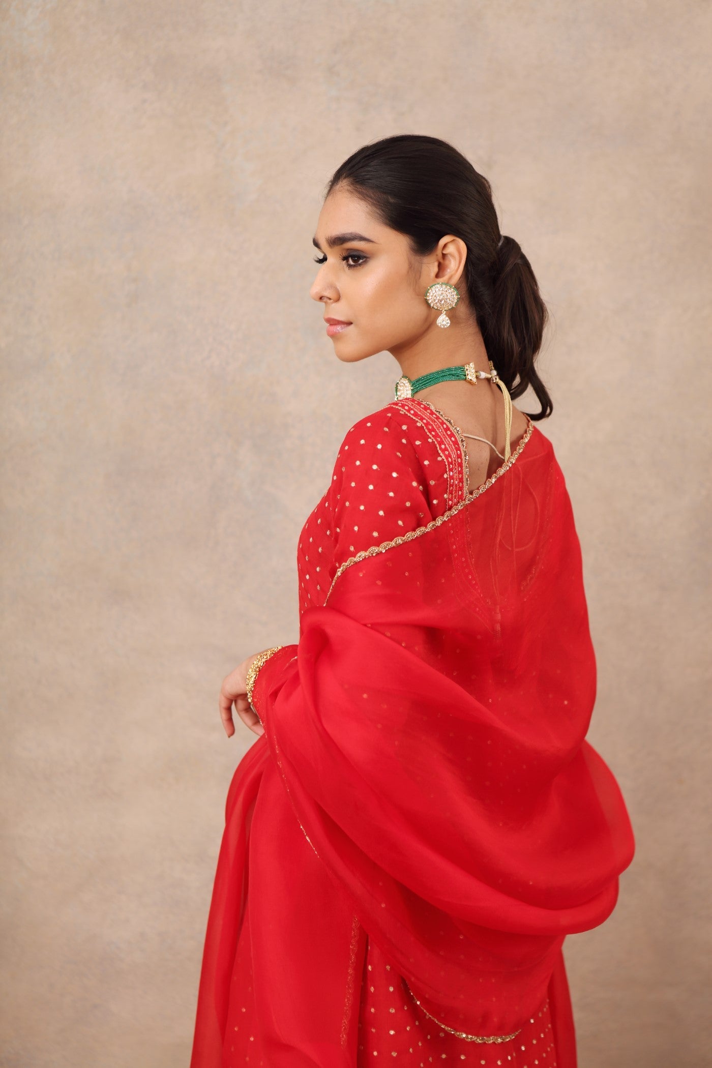 Hand Embroidered Bridal Red Kurta Palazzo Set