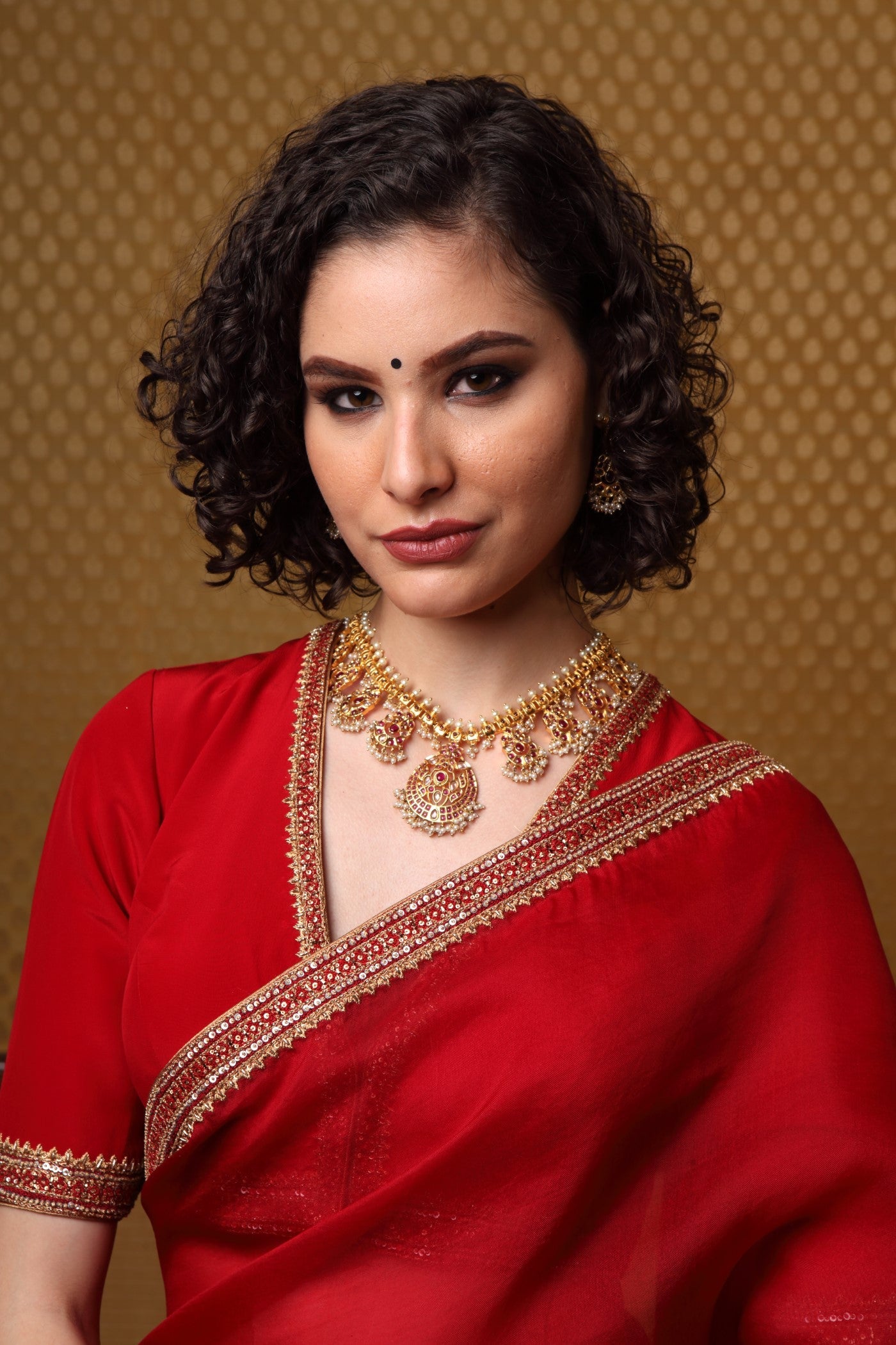 Handembroidered Cherry Maroon Pure Silkorganza Sareeblouse Set