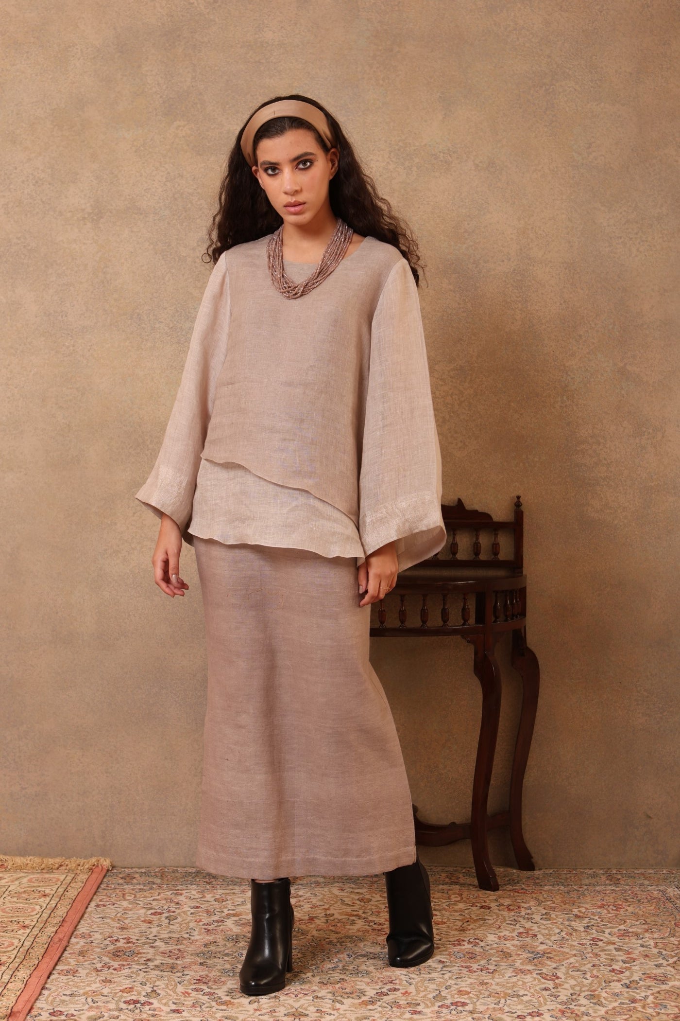 Grey Handloom Pure Cotton Pencil Skirt