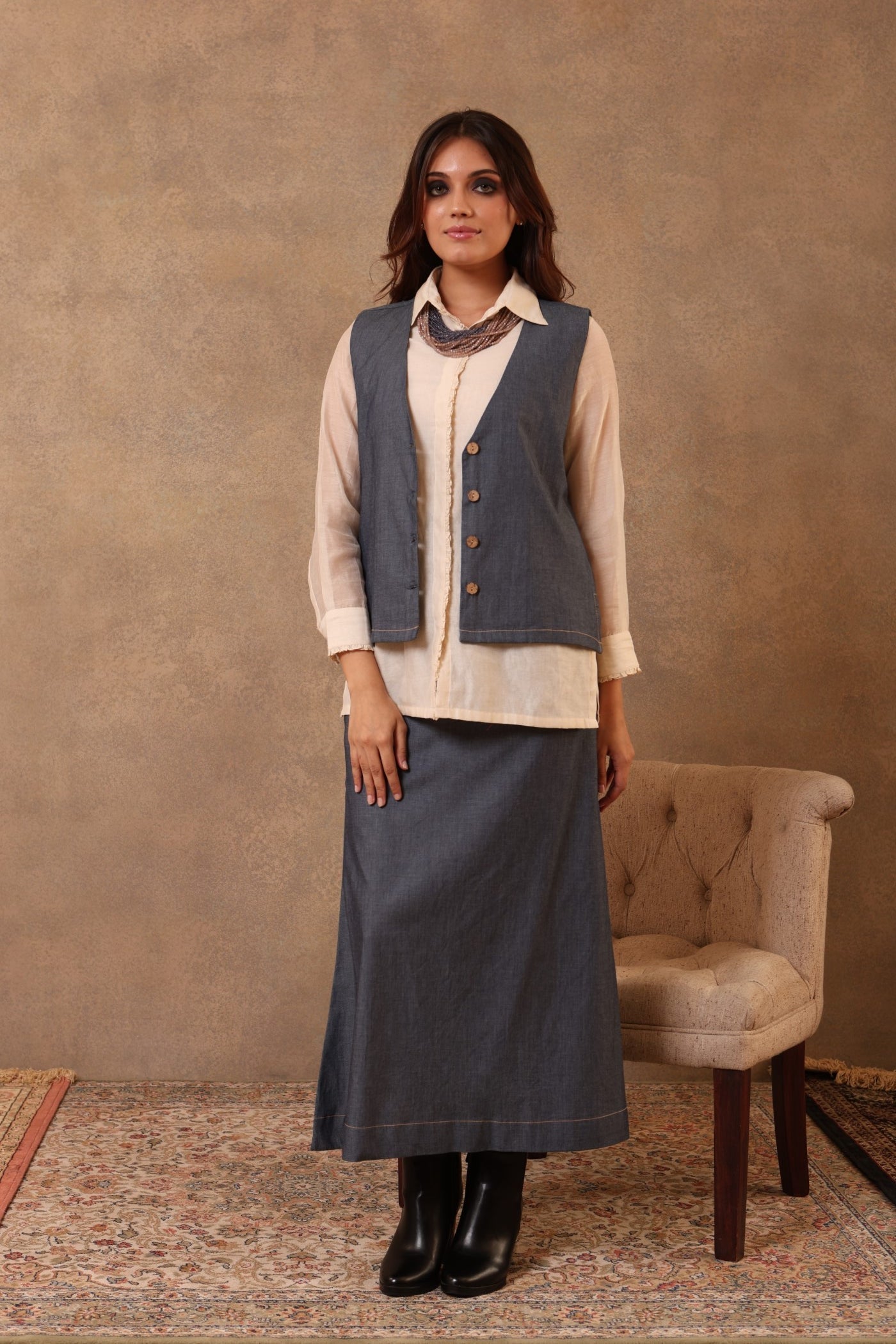 Denim Straight Long Skirt