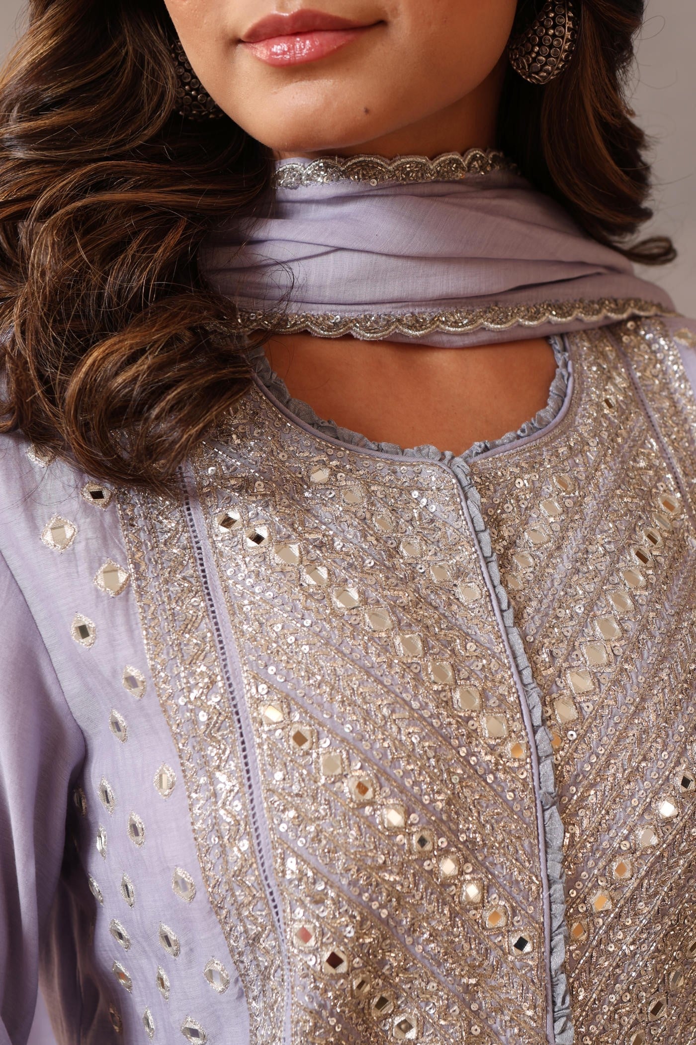 Hand Embroidered Powder Blue Pure Cotton Silk Kurta Pants Set