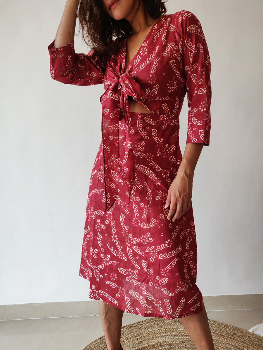 Image of Plum Tie-up Dress