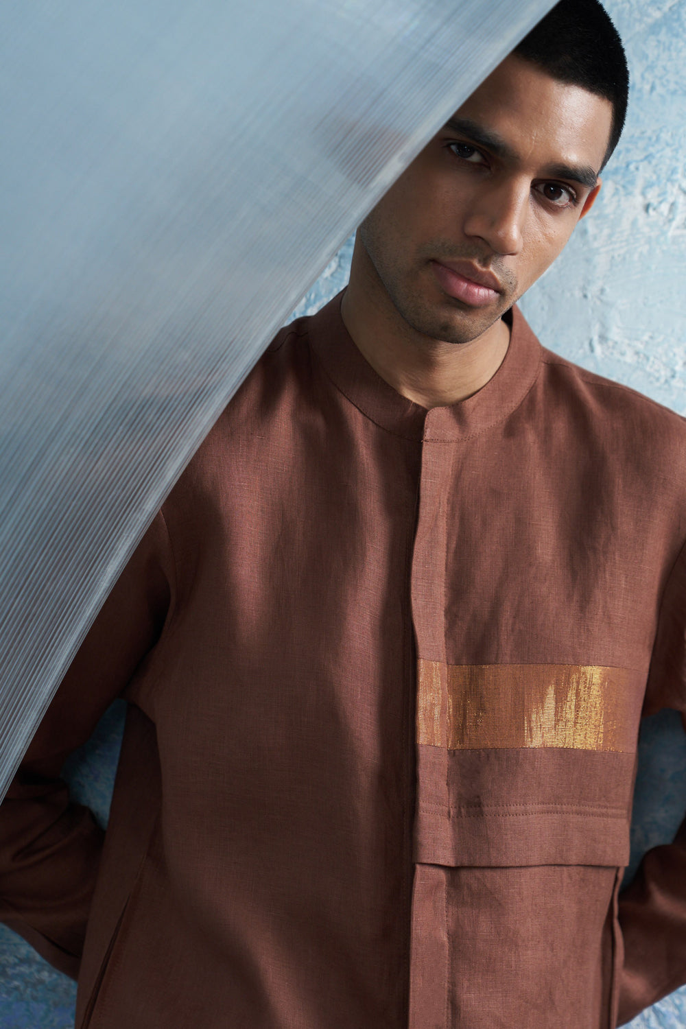 Aura Woody Brown Placket Kurta Set