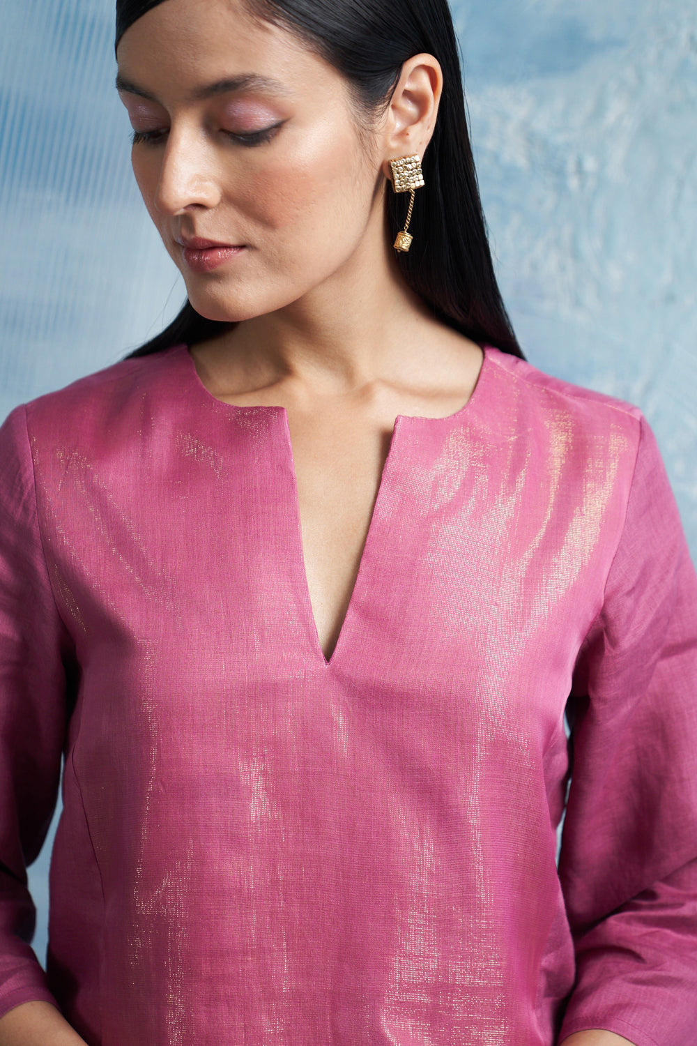 Grape Pink Asymmetric Kurta Set